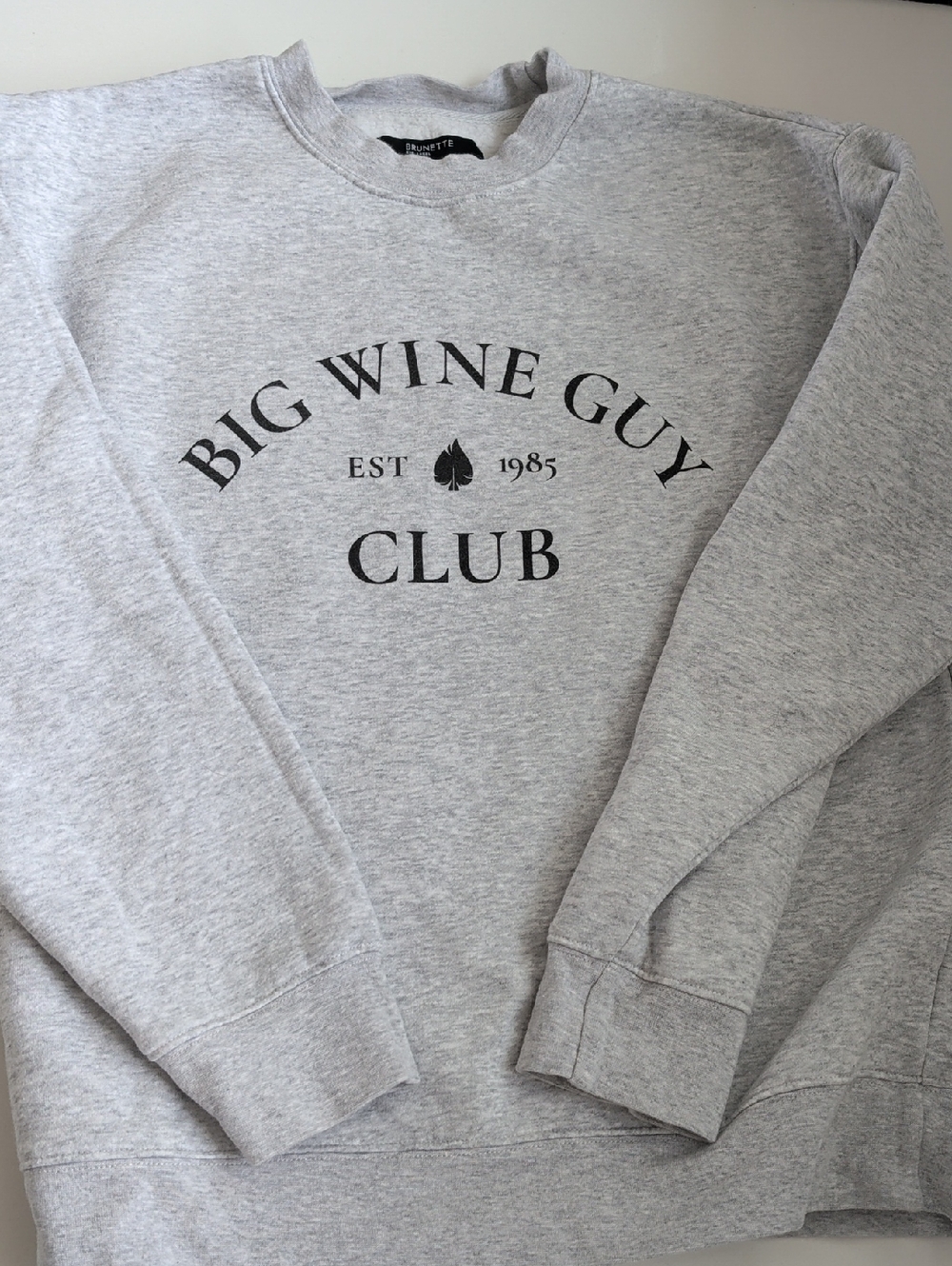 Brunette The Label Gray 'Big Wine Guy Club' Crewneck Sweatshirt